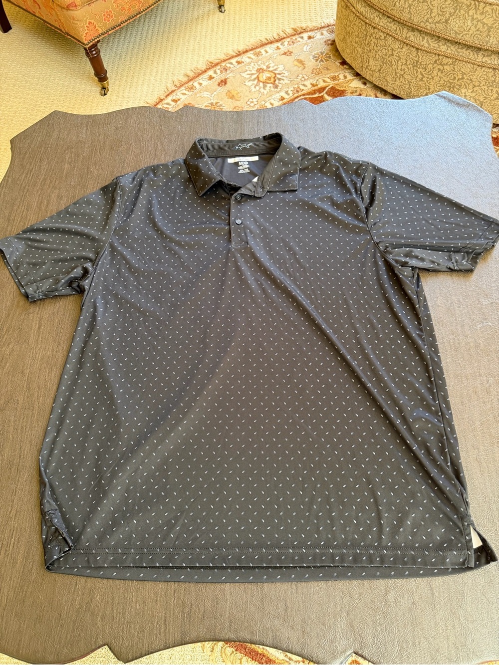 Greg Norman Collection Gray Polo with Micro Dot Print